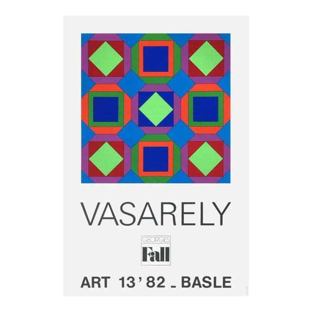 1982 Victor Vasarely Art Basel Screen Print Poster For Sale