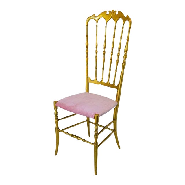 1960s Vintage Gilt Wood Chiavari Side Chair For Sale