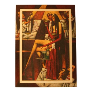 Late 20th Century Andrei Protsouk "Pampered" Hand Embellished Giclee With Custom Artist Frame For Sale