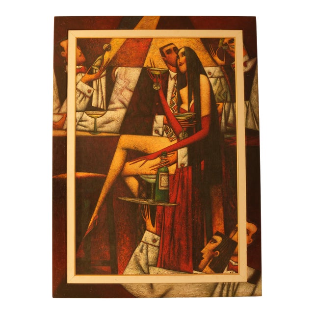 Late 20th Century Andrei Protsouk "Pampered" Hand Embellished Giclee With Custom Artist Frame For Sale