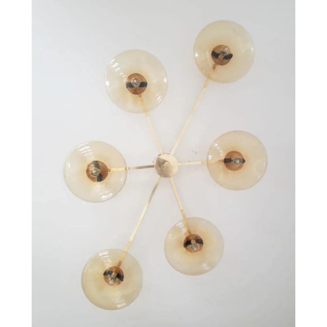 Mid-Century Modern Angelo Natural Brass Amber Bubbles Glass Flush Mount by Fabio Ltd For Sale - Image 3 of 8