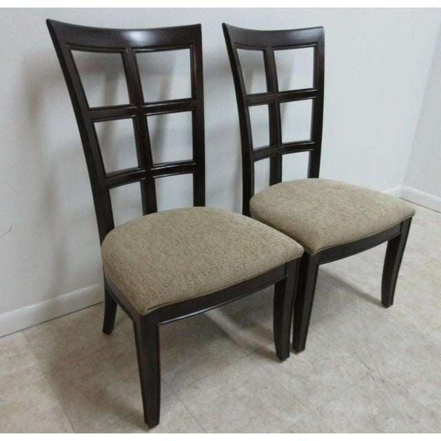 Art Nouveau Pair Stanley Furniture Window Back Dining Room Side Chairs A For Sale - Image 3 of 11