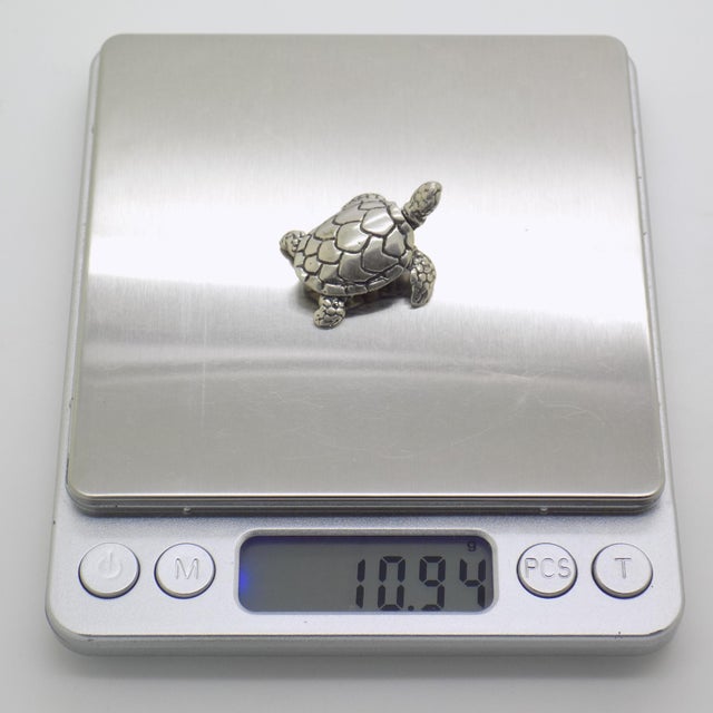 Silver Vintage Italian Handmade Silver Loggerhead Sea Turtle Figurine, 1980s For Sale - Image 8 of 11