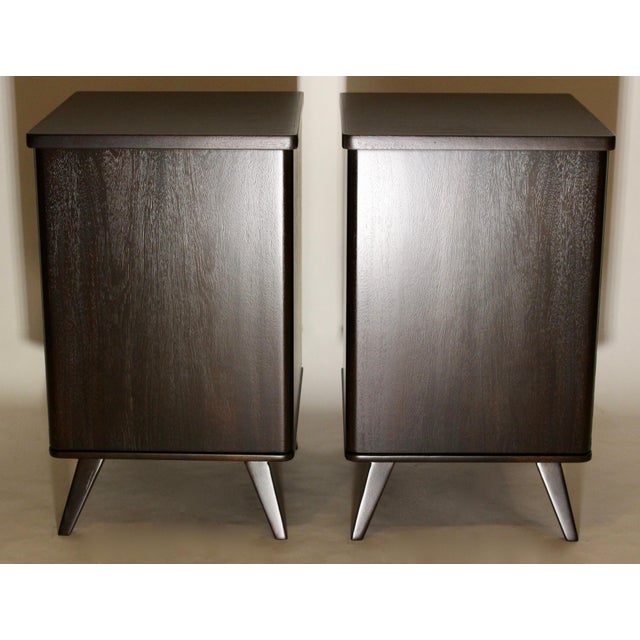 Swedish Moderne Dark Walnut Bedside Cabinets, 1940s - A Pair For Sale - Image 12 of 13