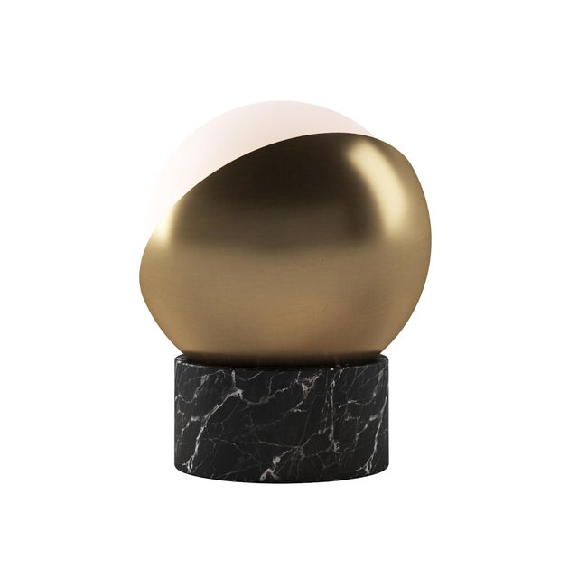 ORB Rechargeable Cordless LED Table Lamp, 3-Levels Brightness Touch Sensor Control, Black Marble / Brushed Brass For Sale - Image 13 of 14