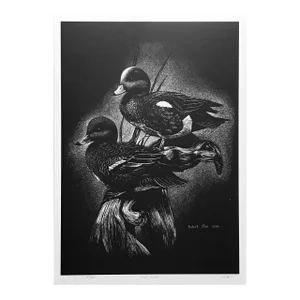 1990s Robert Pow Teal Ducks Print