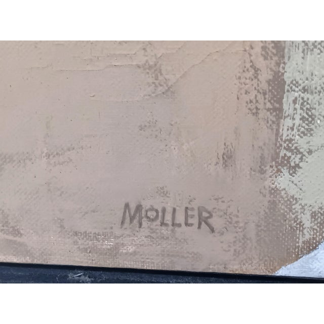 Textile Vintage Oil on Canvas, Cityscape, by Mary Moller For Sale - Image 7 of 8