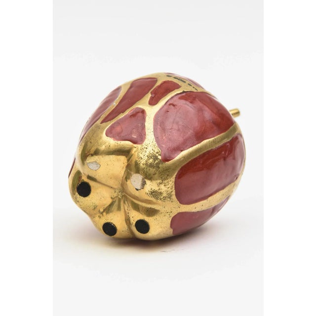 Vintage Brass and Enamel Red and Green Apple and Pear Objects and Sculptures Set of 6 For Sale - Image 11 of 12