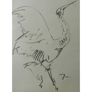 "Crane" Contemporary Abstract Bird Charcoal Drawing by Jose Trujillo For Sale