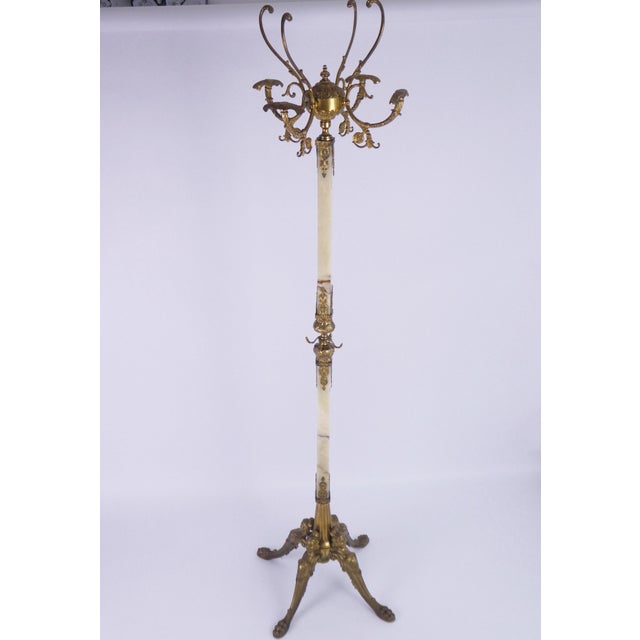 Mid-Century Hollywood Regency Italian Brass & Onyx Coat Rack, 1950s For Sale - Image 9 of 9