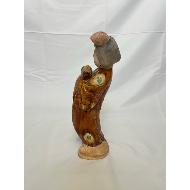 Ceramic Vintage Chinese Ceramic Figure – Tang-Style Court Attendant For Sale - Image 7 of 11