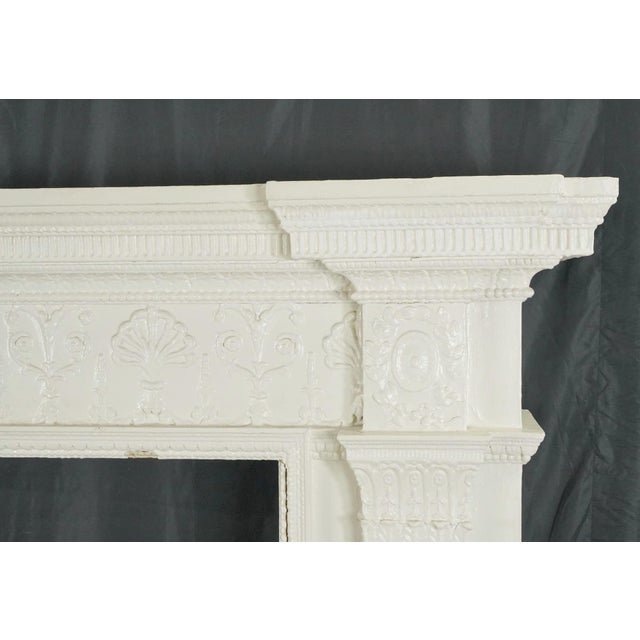 Antique Victorian White Wooden Fireplace Mantel For Sale - Image 6 of 12
