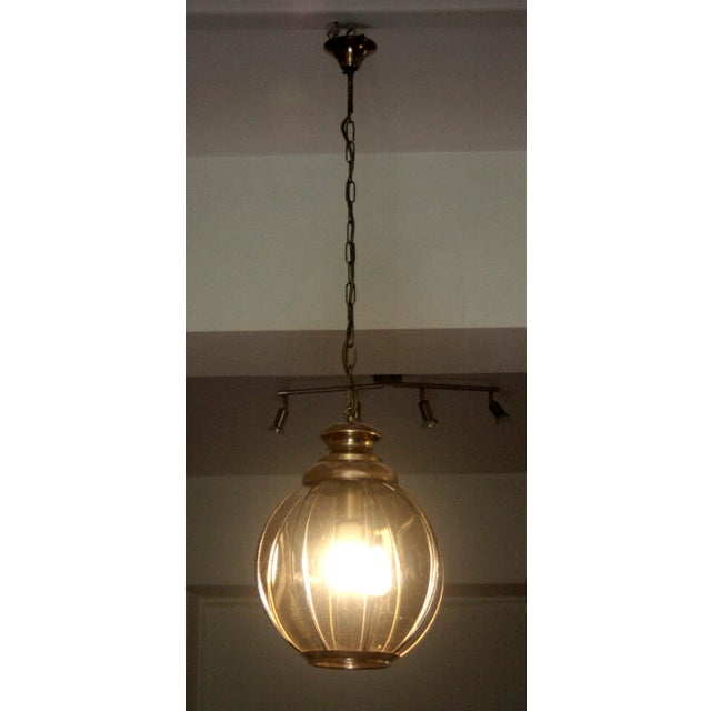 Mid-Century Modern Italian Brass Pendant Light with Smoked Glass, 1970s For Sale - Image 11 of 14