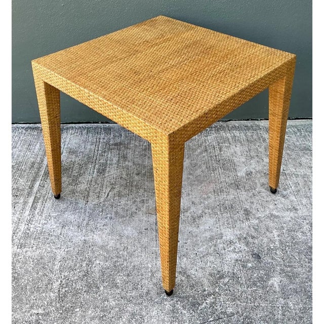 Camel Vintage Baker Milling Road Rattan Square Game Table For Sale - Image 8 of 12