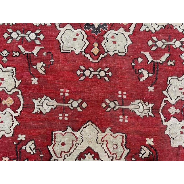 Textile Vintage Turkish Square Kilim Rug in Wool For Sale - Image 7 of 14