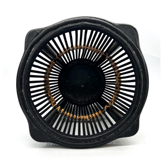 Vintage Black Bamboo & Rattan Wastebasket – British Colonial / Chinoiserie For Sale - Image 9 of 12
