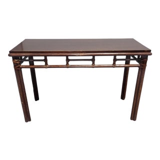 Vintage Mid Century McGuire Brown Bamboo Rattan Console Table ~ Sofa Table For Sale