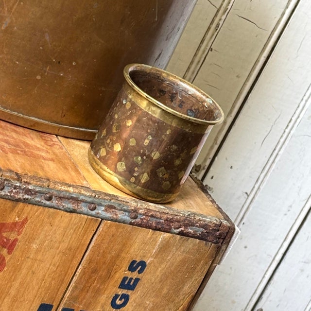 Antique 19thC India Ganga Jamuna Copper Brass Inlay Cup For Sale In Columbus - Image 6 of 9