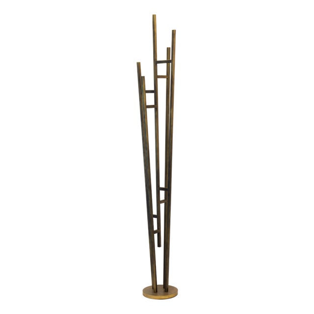 Italian Freestanding Acrux Coat Rack in Burnished Steel For Sale