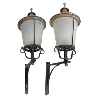 Large Outdoor Wall-Mounted Lanterns, 20th Century, Set of 2 For Sale