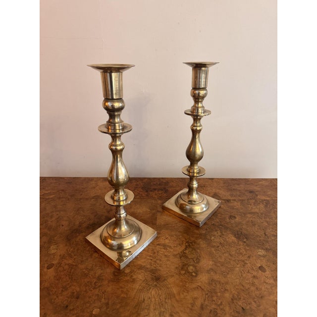 Late 19th Century Large Antique Candlesticks in Brass, 1890, Set of 2 For Sale - Image 5 of 6