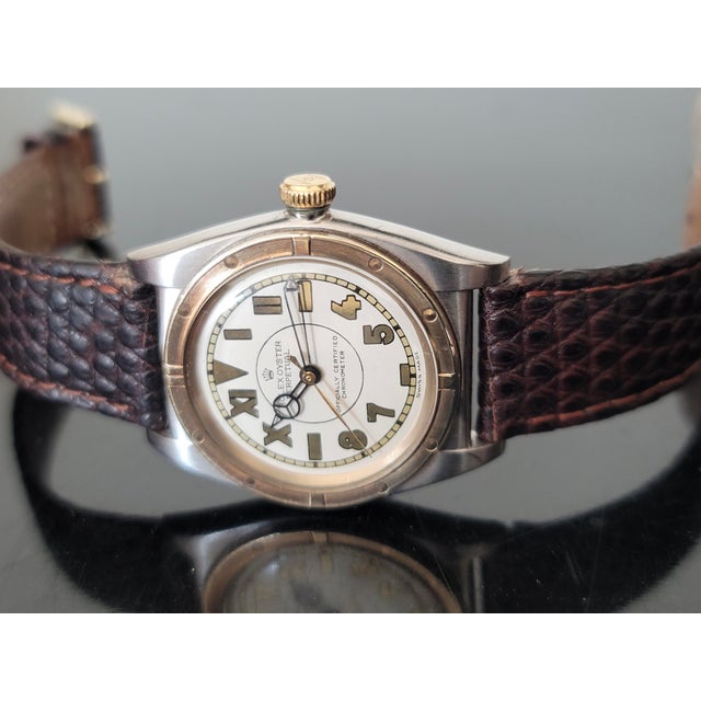 Rolex 1940s Two Tone Oyster Perpetual #3372 Chronometer Bubble-Back Watch For Sale - Image 11 of 11