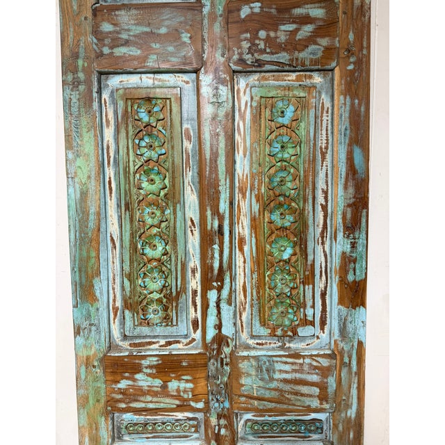 Vintage Hand-Carved Wooden Sliding Barn Door, Boho Architectural Statement for Interior 80x29.5 For Sale In Orlando - Image 6 of 6