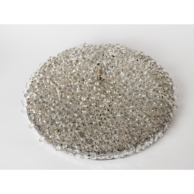 Transparent 1960s Austrian Palwa / Kalmar Style Crystal Flush Mount Plafond Chandelier For Sale - Image 8 of 11