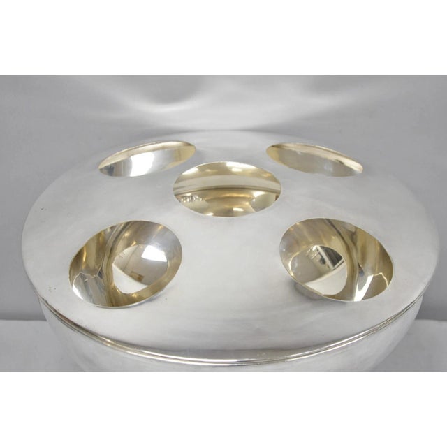 Vintage Modern Pedestal Base Silver Plated 5 Bottle Champagne Chiller Ice Bucket For Sale - Image 10 of 17