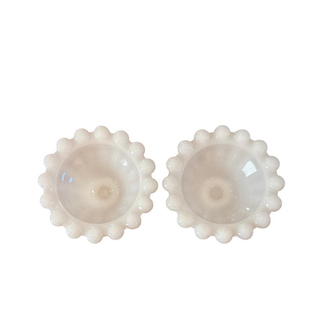 Mid 20th Century Vintage Milk Glass “Berwick Boopie” Candlesticks/ Candle Holders, a Pair For Sale - Image 5 of 5