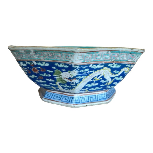 Chinese 19th Century Antique Chinese Dragon and Phoenix Porcelain Bowl For Sale - Image 3 of 12
