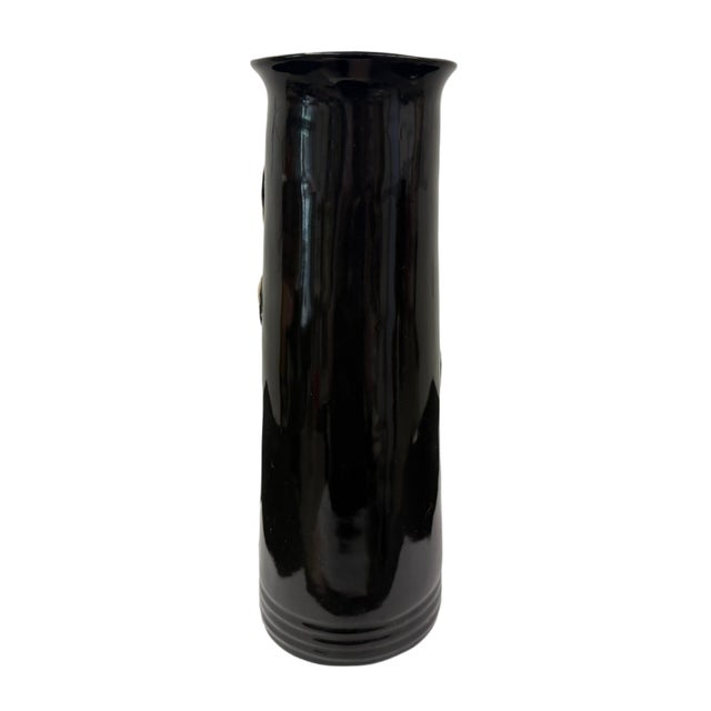 Vintage Hungarian Studio Art Pottery Ceramic Vase Wi/Applied Chestnut Relief 12" A striking piece of vintage Hungarian...