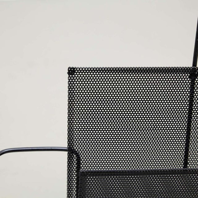 Metal Black Lacquered Metal Magazine Holder attributed to Mathieu Matégot, 1950s For Sale - Image 7 of 10