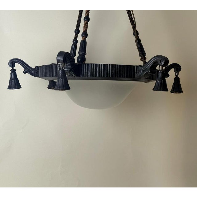 Art Deco Frosted Milk Glass Chandelier, Germany, 1930s For Sale - Image 11 of 15