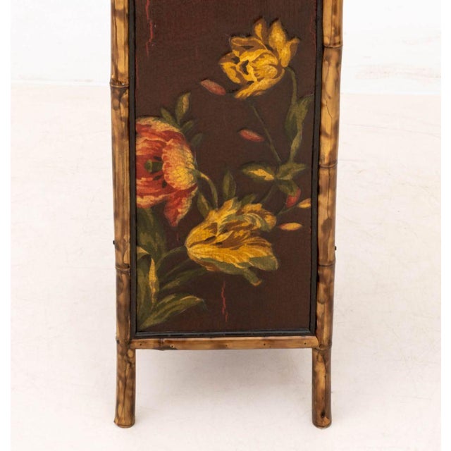 Wood Chinese Bamboo and Painted Lacquer Panel Cabinet For Sale - Image 7 of 8