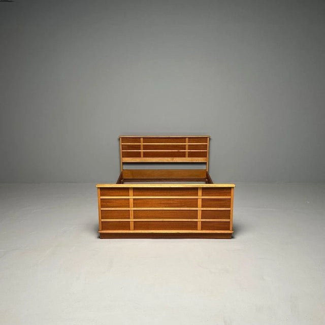 Wood Paul Frankl, Rare Station Wagon Full Bedframe, Mahogany, Maple, Usa, 1950s For Sale - Image 7 of 12