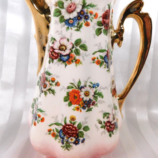 1940s Pink and White Floral Teapot Chocolate Pot For Sale In San Francisco - Image 6 of 7