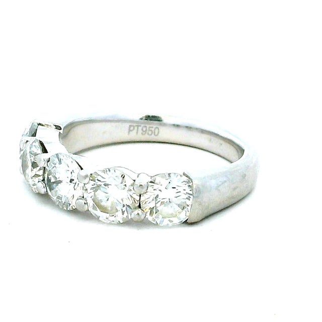 Metal JLJ Five-Stone 2.00 Carat Diamond Platinum Band Ring, Size 6.5 For Sale - Image 7 of 9