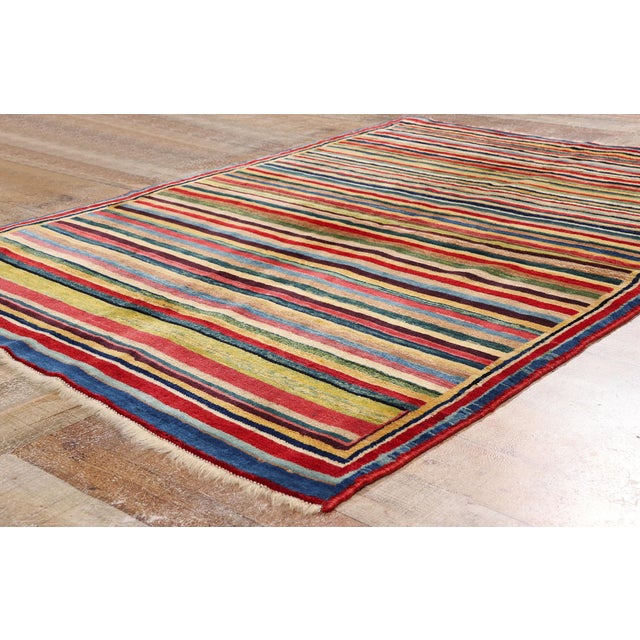 Tan Vintage Persian Gabbeh Rug, 04'07 X 06'05 For Sale - Image 8 of 10