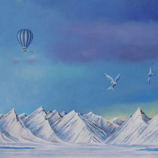 Zbigniew Wozniak, Winter Landscape with a Penguin, 2025, Oil Painting on Board For Sale - Image 4 of 5