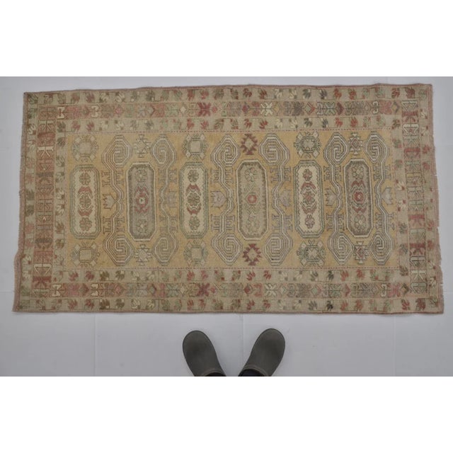 Textile 1950s Handwoven Ochre Turkish Rug For Sale - Image 7 of 10