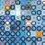 Textile 484 Circles v.2 - Large Abstract Original Contemporary Blue Geometric Acrylic and Oil Pastel Painting For Sale - Image 7 of 9