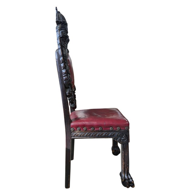 Gothic Antique Carved Heraldic Throne, Highback Chair For Sale - Image 3 of 13