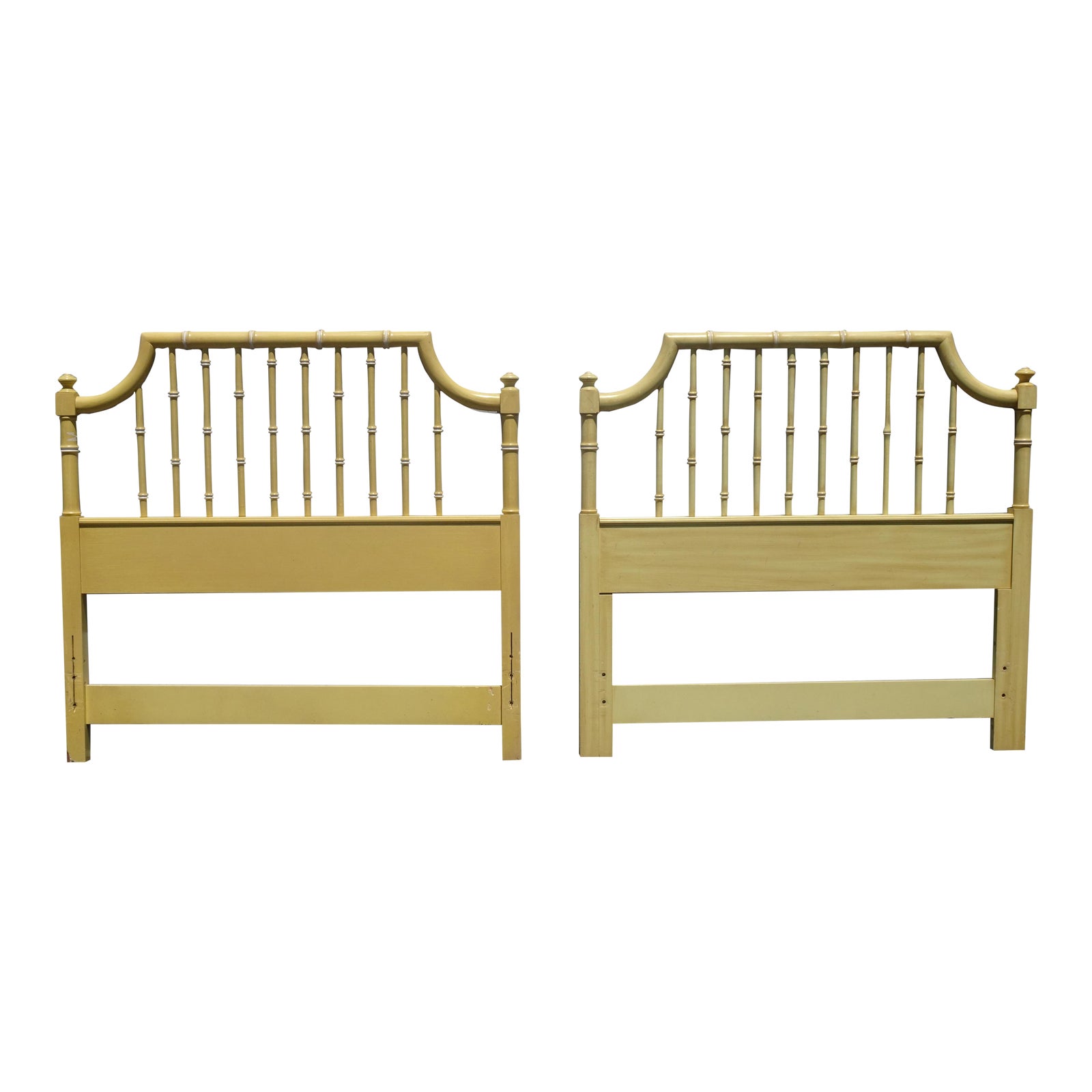 Vintage French Country Yellow Twin Headboards Bed Frames by Thomasville
