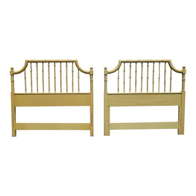 Vintage French Country Yellow Twin Headboards Bed Frames by Thomasville