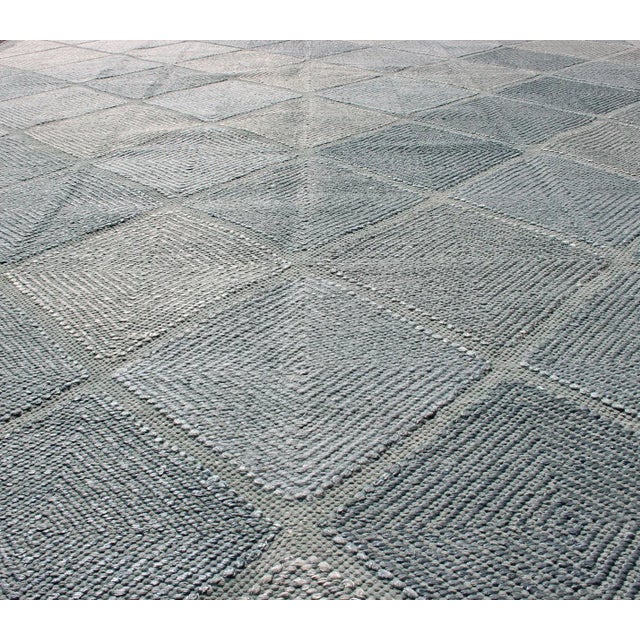 Olive Keivan Woven Arts Hand-Woven Scandinavian Rug, Wool, Blue & Green 9'1 X 12'11 For Sale - Image 8 of 11