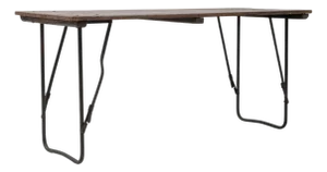 20th Century French Metal Table With Wooden Top