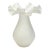 Rare White Frosted Glass Vase With Eye-Catching Ruffled Top Circa 1980s For Sale