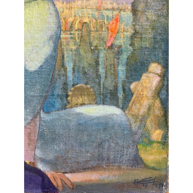 1920s 1920’s Antique French Oil Painting “Orientle” With Rich, Colorful Texture For Sale - Image 5 of 12