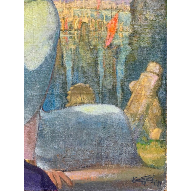 1920s Antique Painting : 1920’s Antique French Oil Painting “Orientale” With Rich, Colorful Texture For Sale - Image 5 of 12